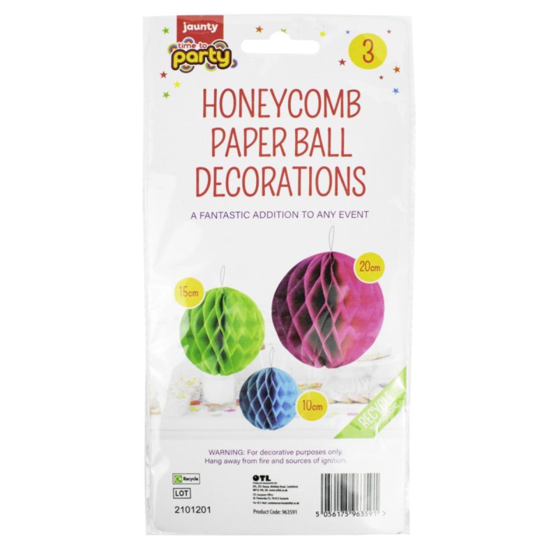 Honeycomb Paper Ball Decorations 3pk Oc : Williams Direct